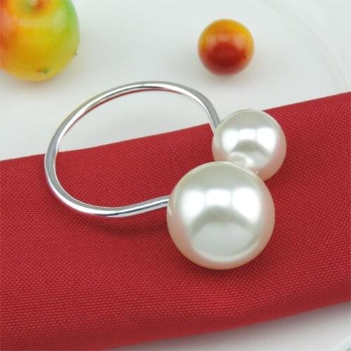 4 / PCS Western food utensils simple and creative decoration cloth ring square towel ring metal large pearl napkin Buckle Wester