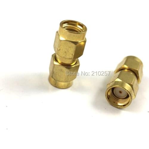 Free Shipping 10pcs RP-SMA Male Plug to RP SMA Male Jack RF Coax Adapter Convertor Connector Straight Goldplated
