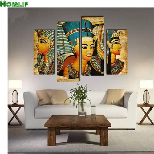 Egyptian Pharaoh/set of 4 canvas,full Diamond Embroidery,Diamond Painting Cross Stitch,Square Diamond Mosaic picture home decor