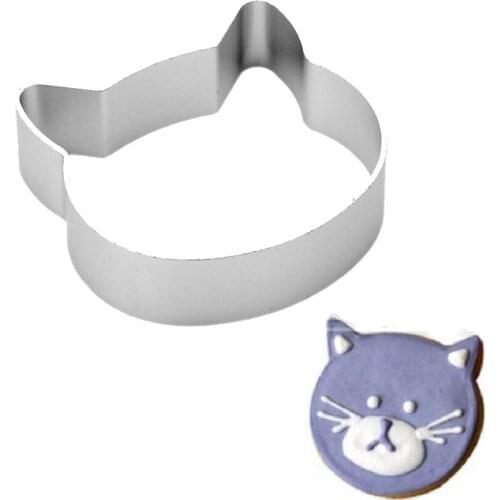 Cat Head Shaped Christmas Kitchen Tools Aluminium Alloy Fondant Cookie Cake Sugarcraft Plunger Cutter