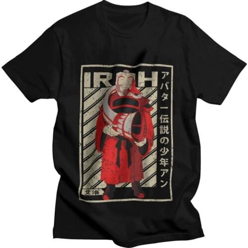 Retro Art Avatar The Last Airbender Iroh Tshirt Men Casual Tee Tops 100% Cotton T Shirts Short Sleeve Anime T-shirt Gift Clothes