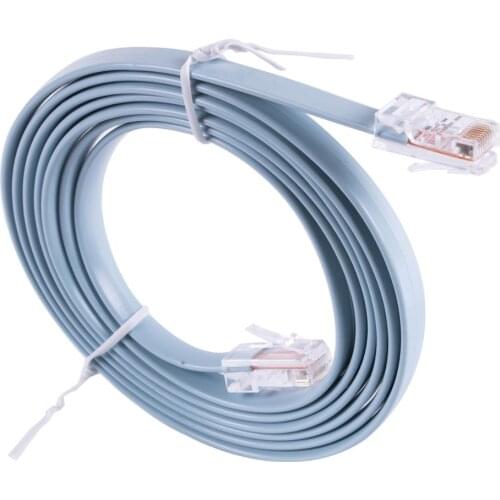 RJ45 Console Router Rollover Cable Blue Flat Cable 8P8C Male to male Data Transfer Cable 6ft
