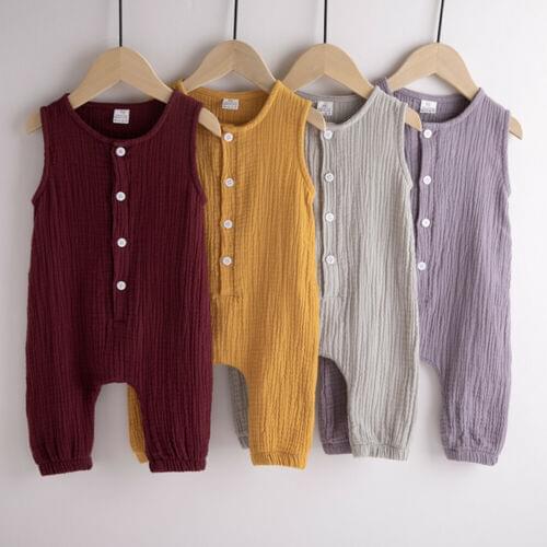 Pudcoco US Stock Fashion Cute Newborn Baby Boy Girl Unisex Sleeveless Single Breasted Romper Jumpsuit Outfits Clothes