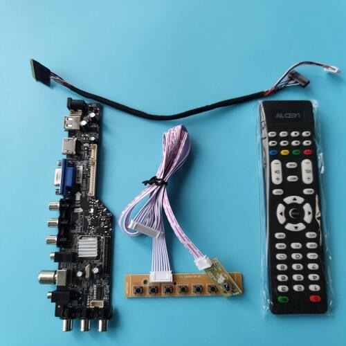 Kit For B156XTN02.4 TV LVDS USB AV Signal 1366X768 WLED 40pin VGA LED HDMI controller board digital DVB-T DVB-T2 15.6" remote