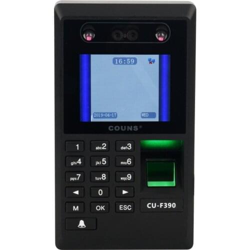 COUNS CU-F390-MF-Face+Fingerprint and Mifare 13.56MHZ RFID Access Control&TA, TCP,RS485,T9 input