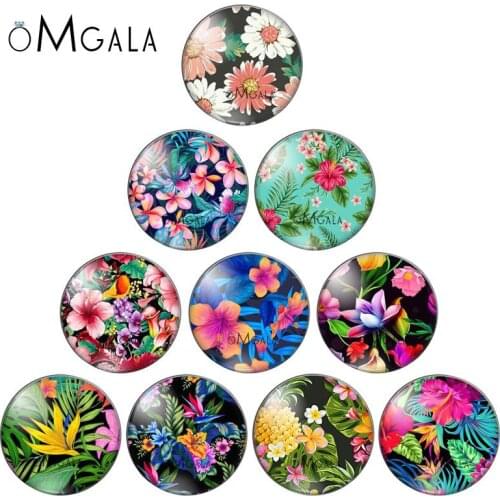 Beauty FlowersColorful flowerpatterns 10pcs 12mm/18mm/20mm/25mm Round photo glasscabochon demo flat back Making findings