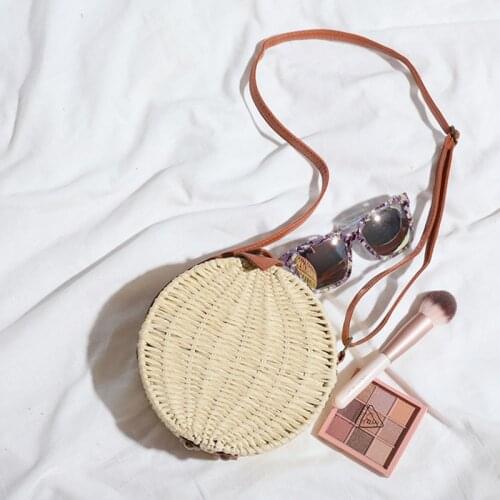 2021 new round straw woven bag women bag shoulder bag retro large capacity woven bag beach bag vacation