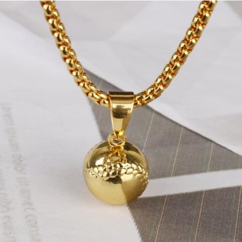Fashion Hip Hop Style Gold Filled Baseball Pendant Necklace Men Punk Rock Party Jewelry