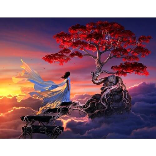 Picture By Numbers Frameless Picture Oil Painting By Numbers Wall Decor Actylic Paint By Number Kits Volcano Maple Tree