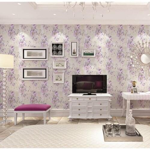Wallpaper Retro Style Blooming Purple Flower Self Adhesive Floral Peel and Stick Wallpaper Funitures Contact Paper Bedroom