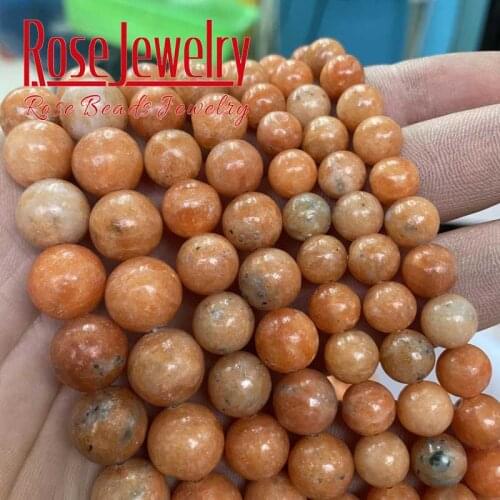 Natural Round Smooth Orange Crystal Loose Beads For Jewelry Making DIY Bracelet Accessories 15"Strand Wholesale Price 8/10/12mm