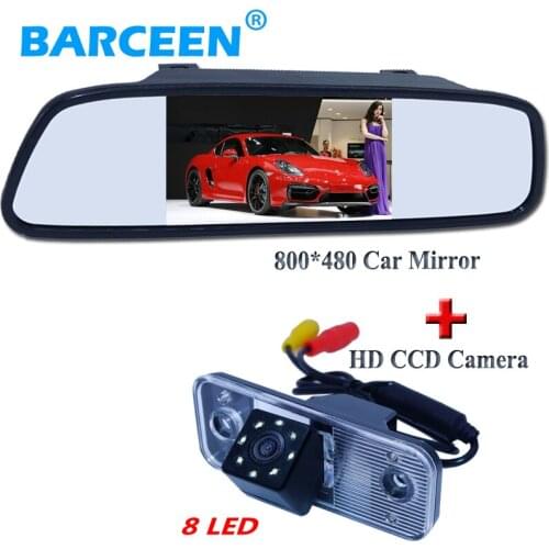 For Hyundai new Santafe Santa Fe Azera new 170 degree car parking camera 8 led lens and 4.3" car mirror monitor