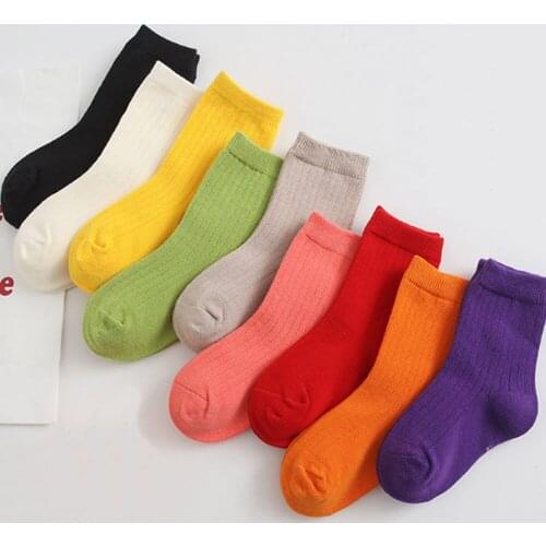 New Baby Socks Shart Candy Color Pure Boy Girl Baby Socks Bar Ribbon Kids Booties Sneaker Sock Rainbow Color Infant