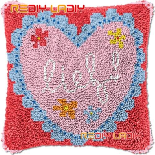 Latch Hook Cushion Love & Lief DIY Needlepoint Kits Chunky Acrylic Yarn Arts Crocheting Lofty Pillow Case Hobby & Crafts