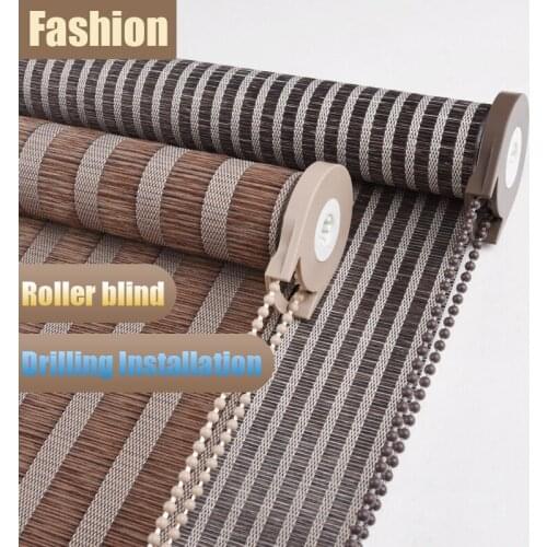 Classical style Striped Imitation linen Roller Blind curtain lift blackout curtain for study room tea room office