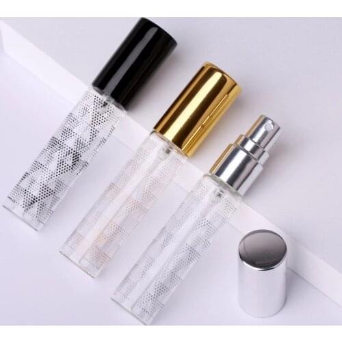 10ml Portable Triangle Decorative Pattern Glass Perfume Bottle With Atomizer Empty Cosmetic Mini Refillable Liquid Bottles