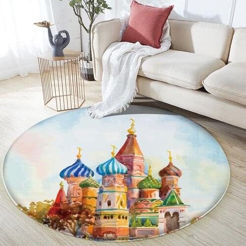 Anti-slip Bedroom Rug Landscape 3D Printed Living Room Decor Carpet Pattern Of St. Flannel Russia Cathedral, Basils Carpets