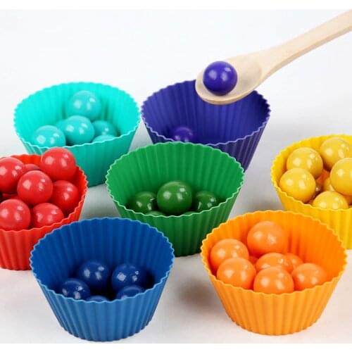 Rainbow Wooden Beading Game Montessori Color Matching Toys for Toddlers