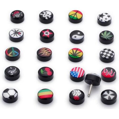 2 pcs Fake Cheater Ear Plug Piercing Earring Stud Tunnel Stretcher Leaf Pattern Design Lot ear stretchers plugs and tunnels