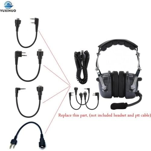 Replacement Change Plug Cable for Noise Reduction Aviation Headset VOX Volume Adjustment Dual PTT Mic Speaker Pilot Headphone