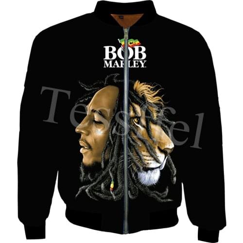 Tessffel Bob Marley Reggae Singer 3D Printed Trendy Hip-Hop Sportswear Unisex Casual Windbreaker Bomber Jacket Style-3