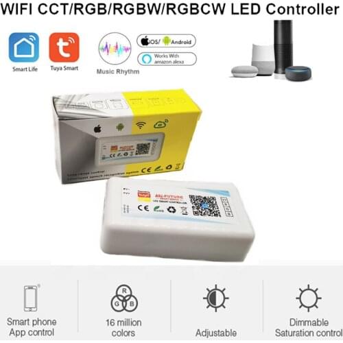 DC 5-24V Wifi Smart Controller Alexa Google Home Voice Single color/CCT/RGB/RGBWW/RGBCCT LED Strip Lights Change/Dimmer/Timer