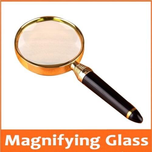 10 Times 60mm Lens Gift Toy Metal Golden Household Handheld Office Reading Magnifier Magnifying Glass Loupe for Old Man