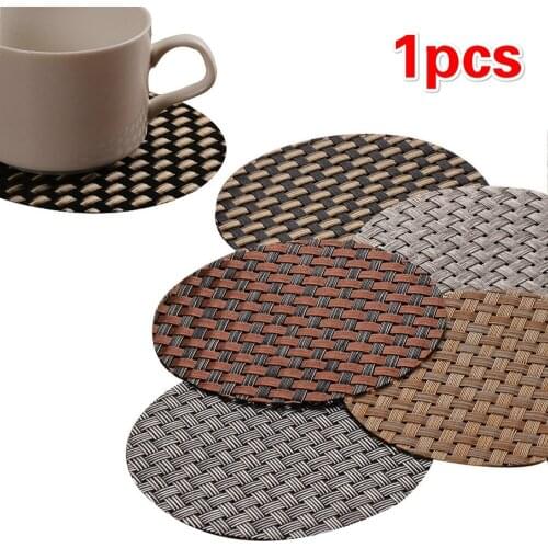 1 Pcs PVC Woven Coasters Restaurant Cup Insulation Pad Water Heat Insulation Non-slip Table Mat