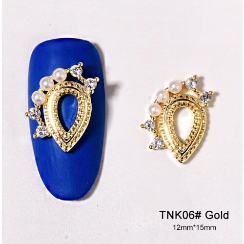 10pcs TNK06 Water Drop Alloy Zircon Nail Art Crystals Pearl Rhinestone Jewelry Nails Accessories Supplies Decorations Charms