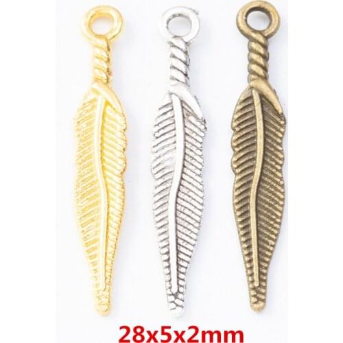 200 pieces of retro metal zinc alloy feather pendant for DIY handmade jewelry necklace making 7970