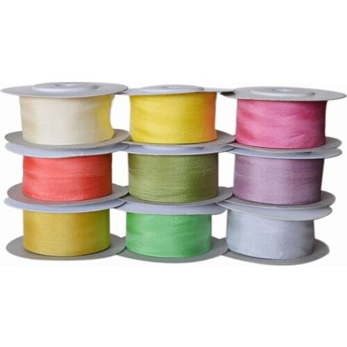 Warm Colors,25 mm 1 inch Wide 100% Pure Mulberry Silk Ribbon for Embroidery Handcraft Double Faced Thin Taffeta Silk Trim