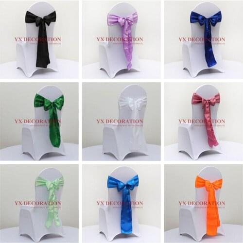 25pcs Satin Chair Sash Tie Bow For Banquet Chair Cover Wedding Banquet Event Decoration