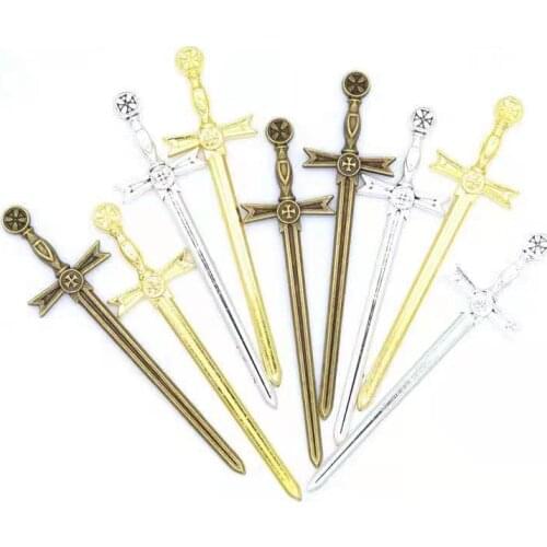 4Pcs 3Color 91*25mm Zinc Alloy Knight Sword Charms For Jewelry Making DIY Handmade Weapons Pendant Charms