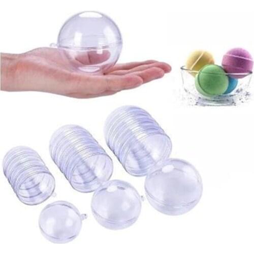 5Pair Christmas Tress Hanging Decorations Round Ball Transparent Open Plastic Clear Ornament Kids DIY Party Wedding Xmas Supplie