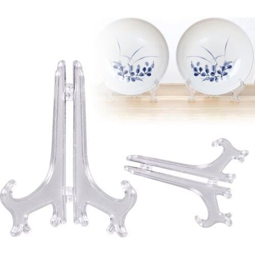 5pc Easels Plate Holders Transparent Display Dish Stand Rack Weddings Photo Picture Frame Display Stand Pedestal Holder Support