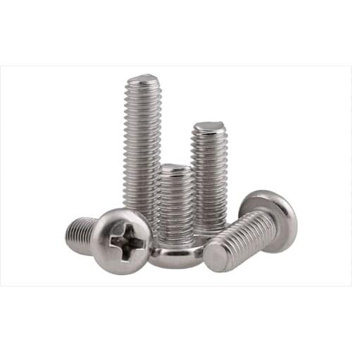 50Pcs M2 M2.5 M3 M4 304 Stainless Steel Cross Recessed Pan Head PM Screws Phillips Screws