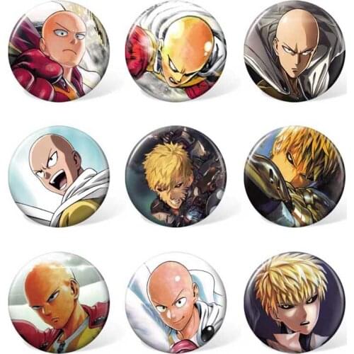 9pcs 58mm One Punch Man Cartoon Badge Anime Round Brooch Pin