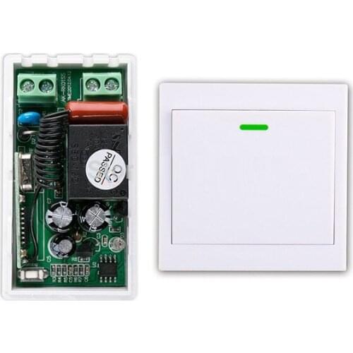 AC 220V 110V 1CH Wireless Remote Control Switch System Receiver + Wall Panel Remote Transmitter Sticky Remote Smart Home Switch