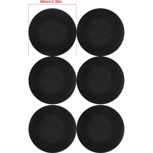 Earphone Accessories 6Pcs 60mm Black Foam Ear Pads Earphone Pad Sponge Earpads Headphone Cover for Earphone