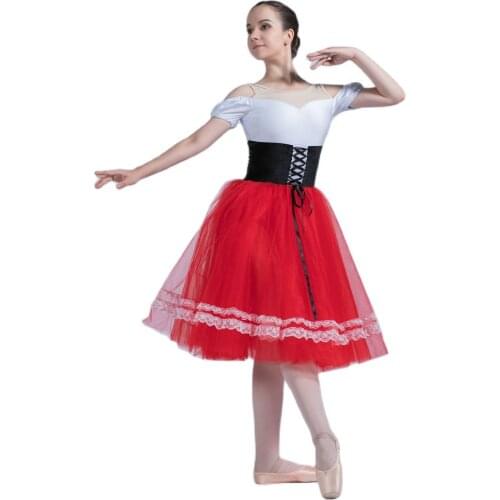 Black & white spandex Top Bodice with Red tulle Tutu Romantic tutu Ballet Tutu Girl & Women Dancewear Ballet Tutu