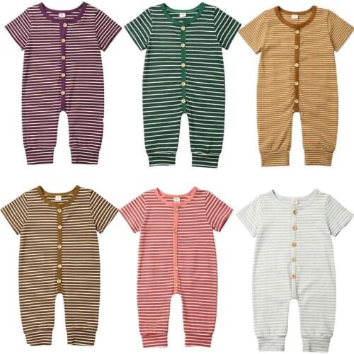 Baby Romper 2019 Newborn Infant Baby Girl Boy Casual Striped Clothes Romper Jumpsuit Outfit Size 0-18M