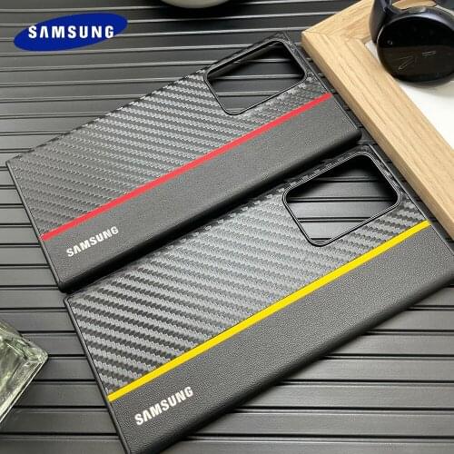 For Samsung Galaxy Note20Ultra Luxury Case Genuine Leather + Carbon Fiber Cover Note20 Soft TPU Antiskid Protection Back Shell