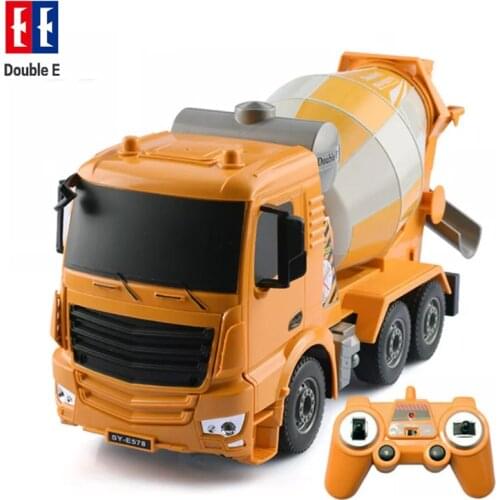 DOUBLE E E578 Engineering Truck Series Remote Control Truck Cement Mixer 1:26 Yellow Radio Controlled Dumper Model Car Kids Toy