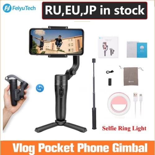 Feiyutech vlog pocket foldable phone gimbal 3-axis handle gimbal supplier for iPhone, Huawei, samsung One Plus smartphone