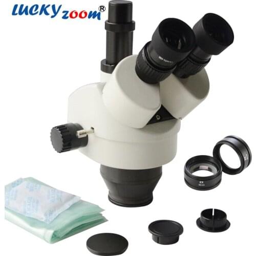 Luckyzoom Brand 7X-90X Trinocular Zoom Stereo Microscope Head SZM2.0X Object Auxilliary Len Free Shipping