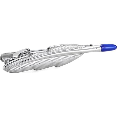 Hot Sale silver Plated Feather Tie Bar for Mens Suit Clasp Clip Clamp High Quality Man Business Wedding Tie Clips