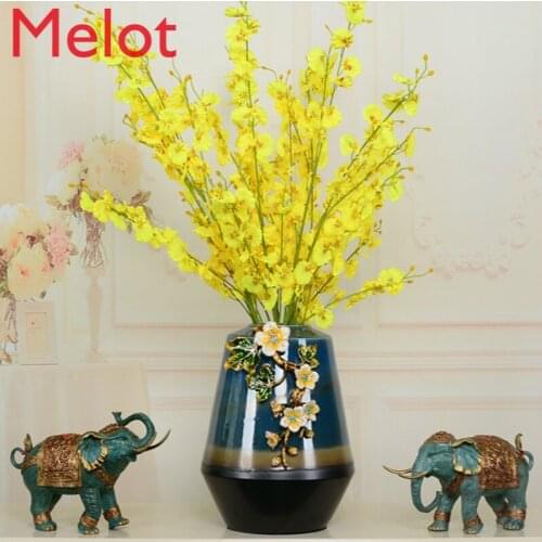 Customized Enamel Jingdezhen Ceramic Vase Chinese Living Room Flower Arrangement Retro Creative Art Decorative Flower Vase