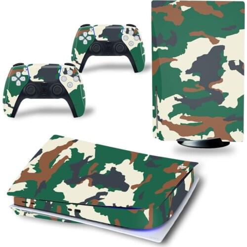 Camouflage Design For PS5 Disk Viny Decal Sticker Console + 2 Controller Skin Sticker For Sony Playstation 5 Game Accessories
