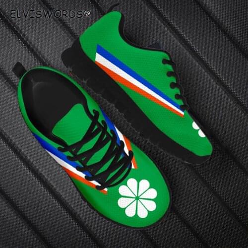 ELVISWORDS Flag Pattern Comfortable Ladies Non-slip Air Mesh Sneakers for Women Females Lace Up Walking Shoes zapatos mujer