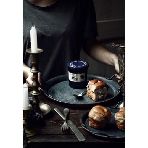 European Retro Metal Plate With Handles Handcrafted Round Wrought Vintage Storage Bread Tray Home Decoration Garden Restaurant 2